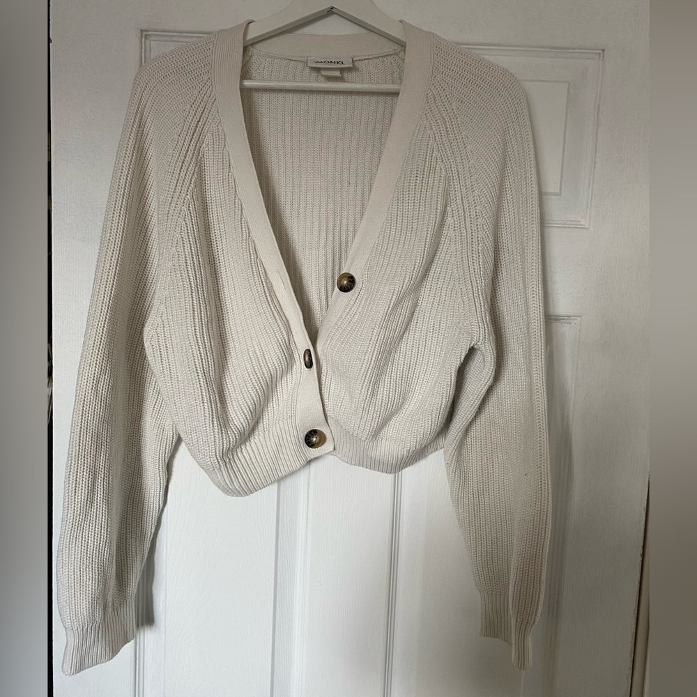 Knit white cardigan from Swedish brand Monki